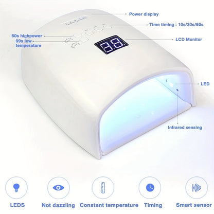 UV LED Nail Lamp 33 LEDs Gel Nail Dryer Rechargeable 4 Timer Settings for All Gel Polish Nail Art Manicure Tool Professional Home Salon Pink Blue White