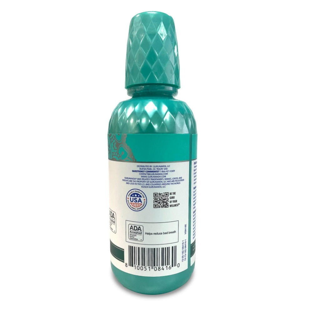 GuruNanda Fresh Breath Mouthwash, ADA-Accepted, Alcohol & Fluoride-Free, Sodium Chlorite, Essential Oils & Vitamins, 12-Hrs Fresh Breath, Wild Mint, 16 oz - 2 Pack