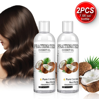 Fractionated Coconut Oil 2-Pack 7.5 fl oz — 100% Pure Coconut Massage Oil & Carrier Oil, Moisturizing Body Oil & Hair Oil, Vegan, Fragrance-Free, Unisex Skin & Hair Hydration Essential
