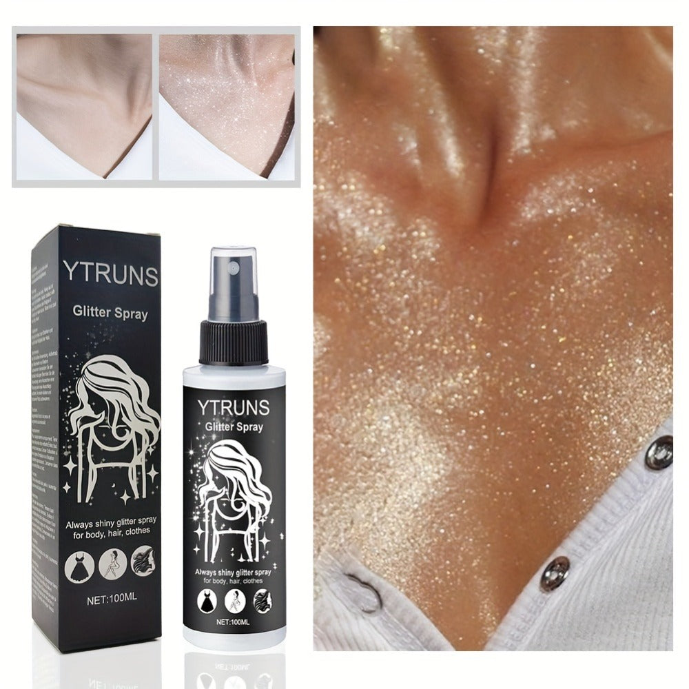 YTRUNS 3.38oz Sparkle Glitter Spray | Star-Shaped Shimmer for Body, Hair & Clothes | Hydrating Formula for Daily & Festive Use
