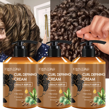 Curl Setting Cream with Castor Oil 280ml - Moisturizing, Long-Lasting Shape & Frizz Control, Non-Greasy Formula for Wavy, Curly & Straight Hair, Adults