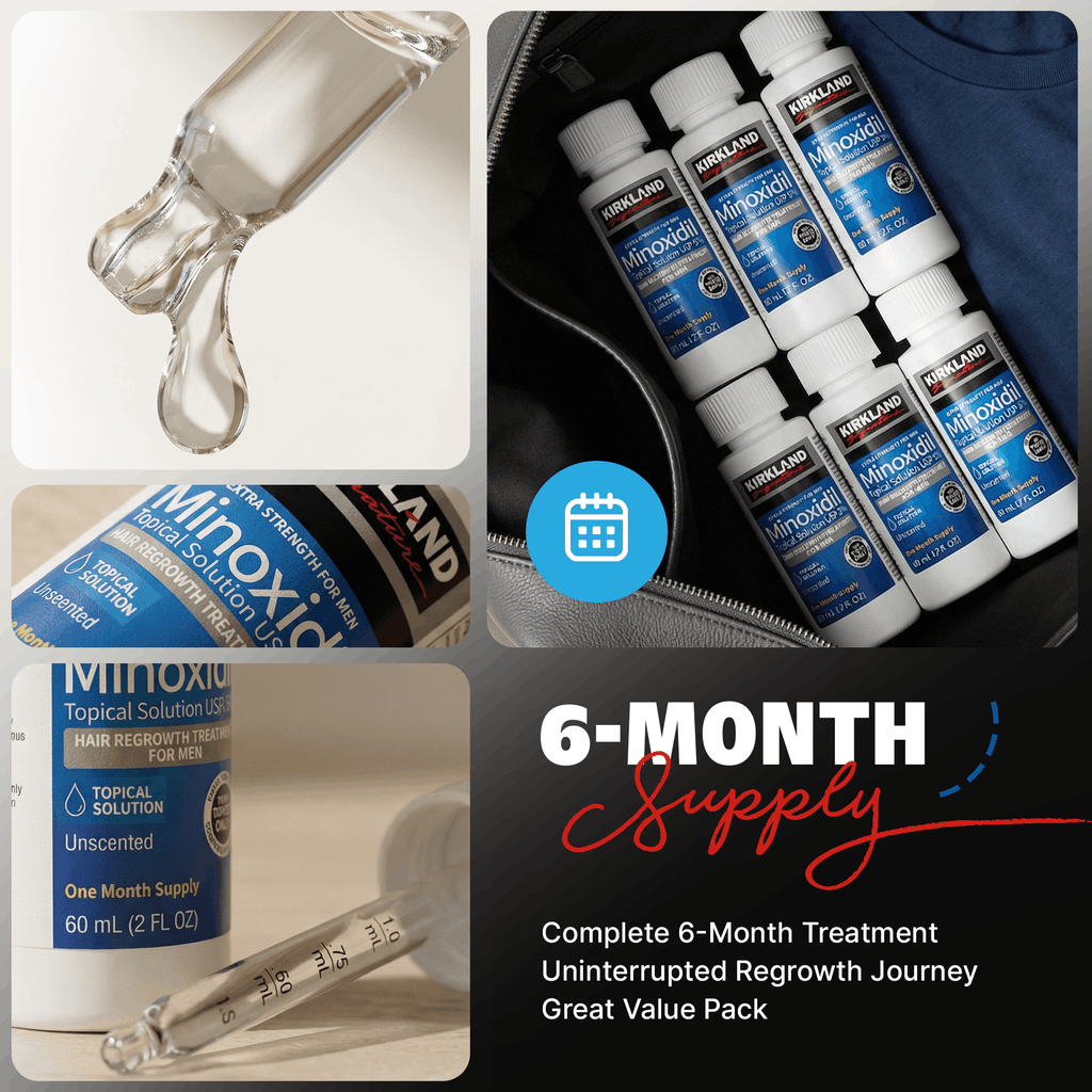 Kirkland Signature Minoxidil Liquid Extra Strength Hair Loss Regrowth Treatment for Men, 5% Topical Solution for Hair Growth