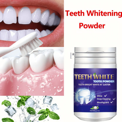 Teeth Cleaning Powder with Baking Soda, Honeysuckle & Mint Extract, 80ml Natural Tooth Whitening Powder for Fresh Breath & Stain Removal, Long-Lasting Minty Fragrance, Daily Oral Care Dental Powder