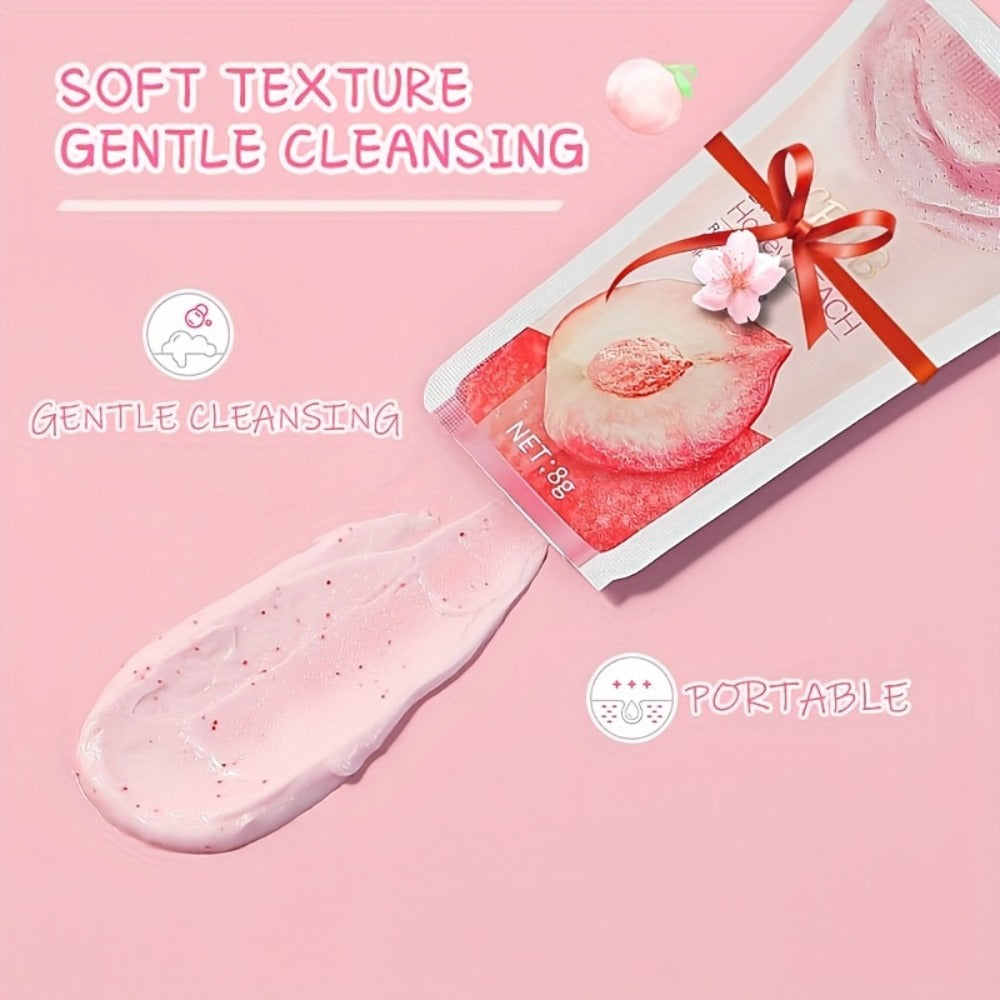 50pcs Sakura Skincare Set | 10 Packs Each of Sakura Mud Mask, Sleeping Mask, Peach Scent Body Cleansing Scrub, Nutritional Lip Mask, Sakura Moisturizing Toner | Gentle Cleansing, Moisturizing, Easy to Travel, Suitable for All Skin Types