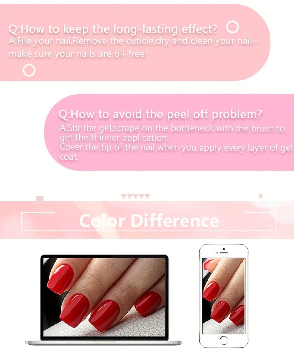LILYCUTE 0.24oz 6pcs 2 In1 Rubber Base Gel Nude Pink Color Soak Off LED Semi Permant Self-leveling Gel Nail Art Varnish