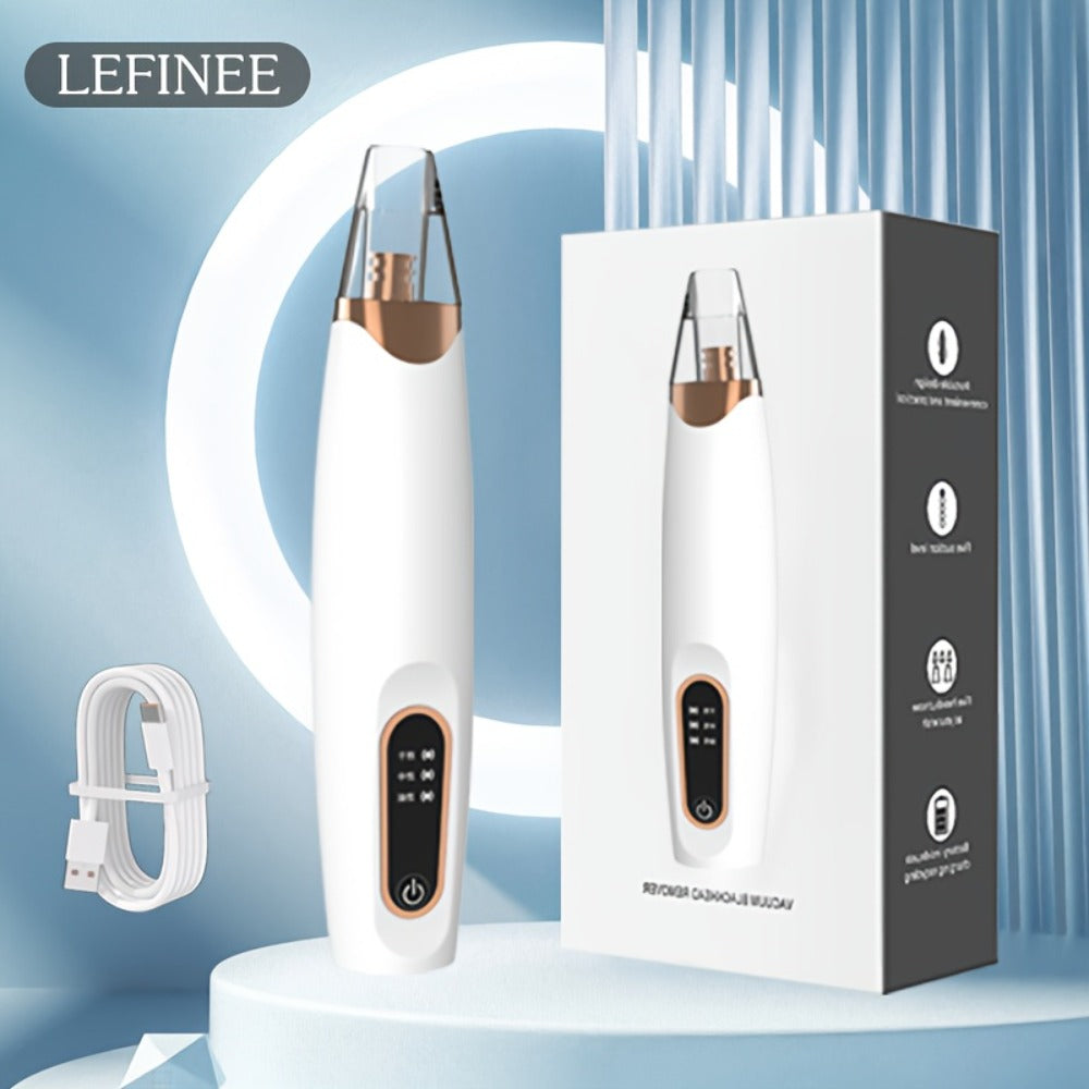 Rechargeable Blackhead Remover & Pore Cleanser Kit - USB Charging, Ergonomic Design with 3 Intensity Settings, Includes Multiple Nozzle Attachments, Ideal Skincare Gift for Enthusiasts