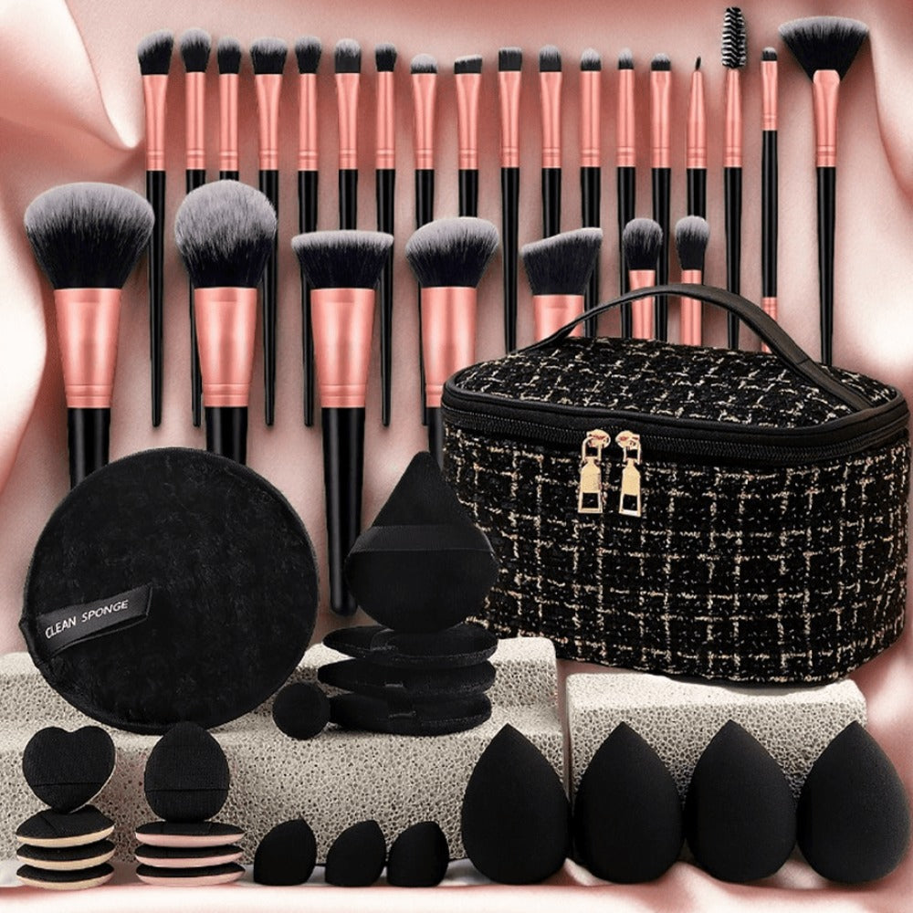 Makeup Brush Set 23/44/47PCS Super Soft Nylon Bristles with Bag - Concealer Contour Sponge Eyeshadow Blending Kit Wet Dry Use - Full-Size Brushes for Powder Highlight Contour All Skin Types