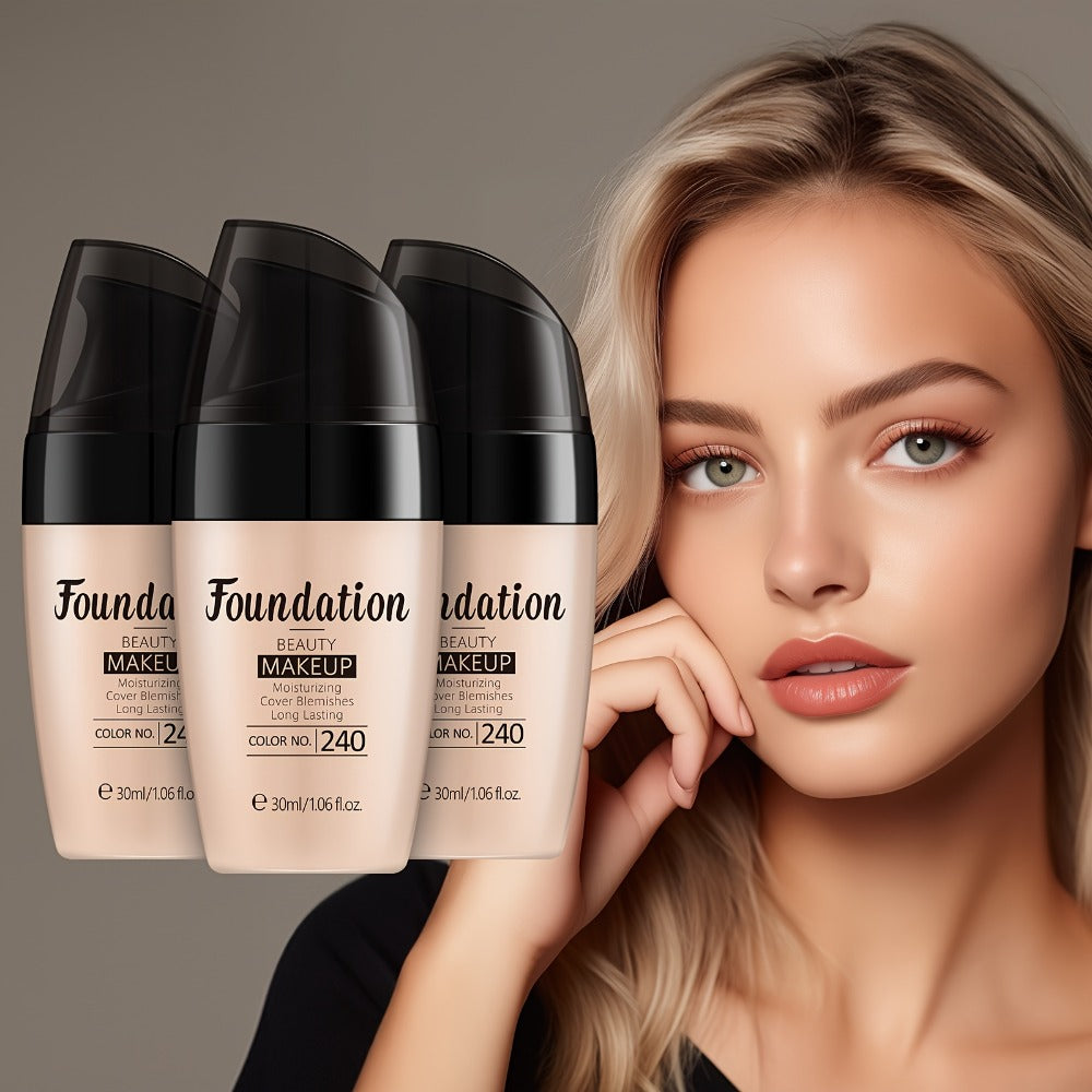 3/ 5PCS Moisturizing Liquid Foundation 30ml - Long Wearing Full Coverage Waterproof Flawless Skin Friendly Makeup Cream For Unisex Users