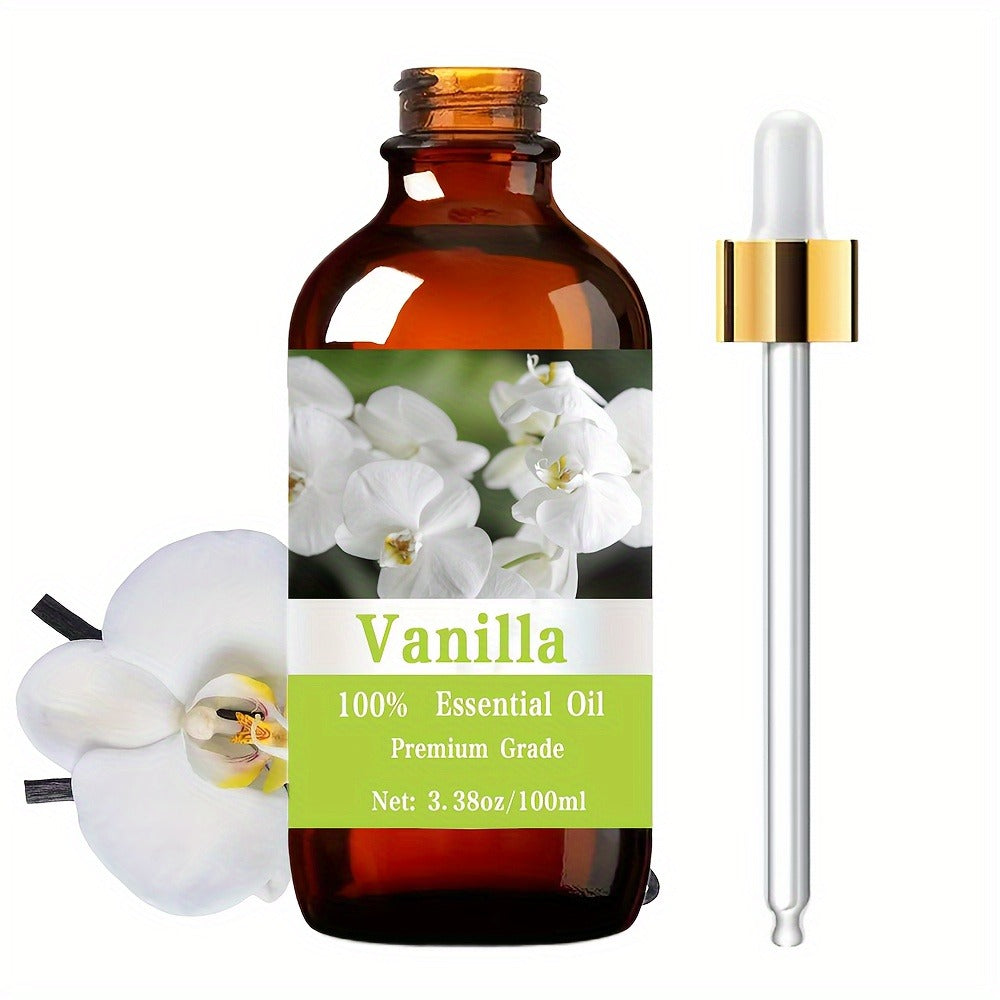 Vanilla Essential Oil, 100Ml/3.38 Fl.Oz, 100% Pure Care Grade for Nail, Hair And Skin Care, Massage, Moisturizing Massage Essential Oil for Men And Women, Meditation Gift, Perfect Christmas Gift