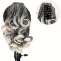 Chic 8-Inch Claw Clip Ponytail Extension - Heat Resistant Synthetic Hair for Women, Perfect for Casual Attire & Halloween
