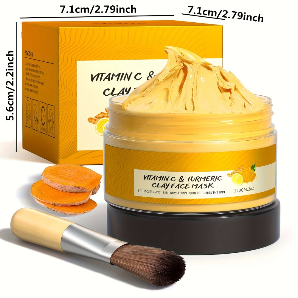 Turmeric Vitamin C Mud Mask - Deep Cleansing, Moisturizing And Firming Mask, Vitamin C Mask, Achieve Radiant, Smooth Skin - The Perfect Gift for Valentine'S Day And Mother'S Day