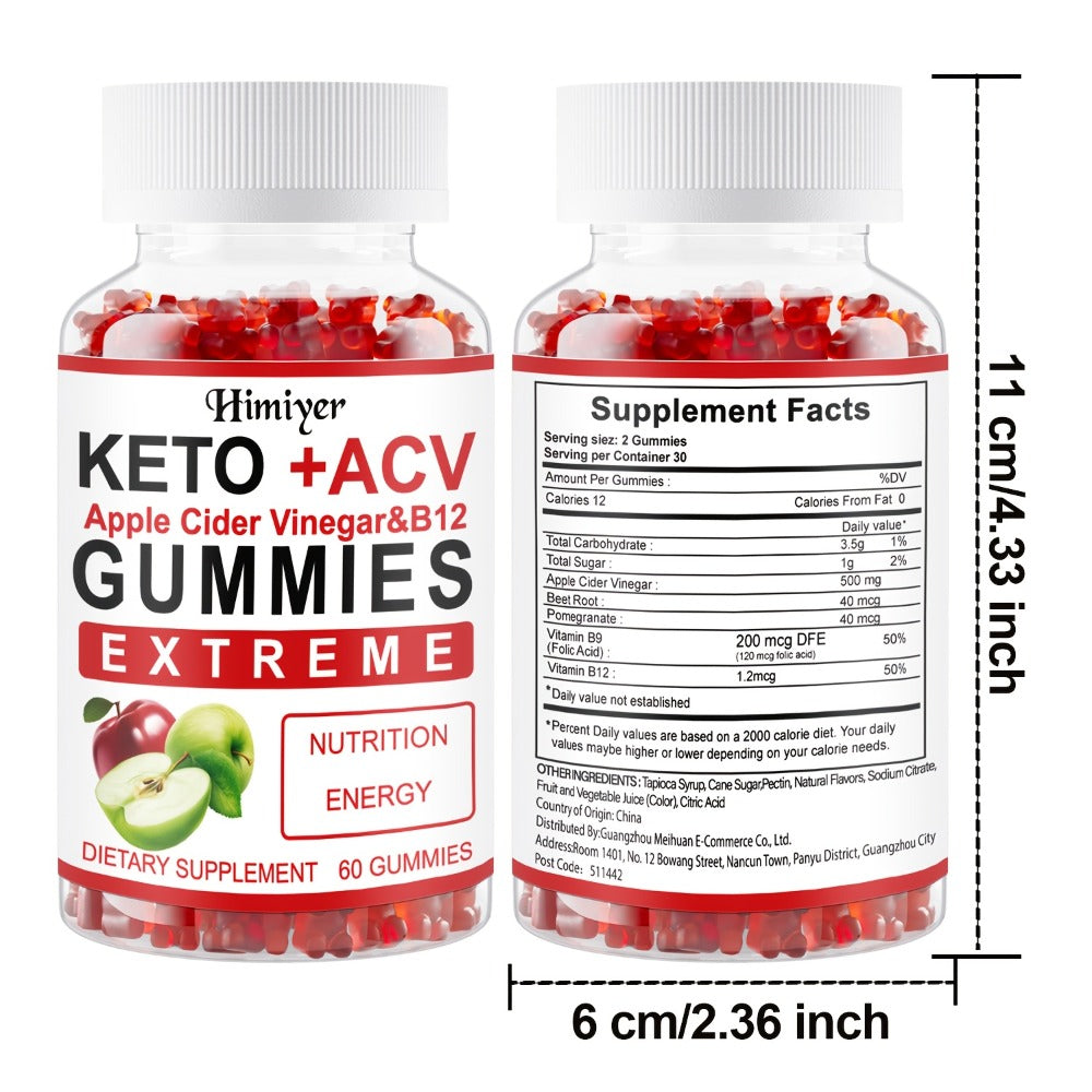 Buy 2 Get 1 Free-Keto ACV Gummies [New And Improved] - Apple Cider Vinegar Recipe with Pomegranate Beet Juice Powder And B12, Vegan, Premium Apple Cider Vinegar Rich In Vitamins B And C - with Probiotic Jelly, Apple Cider Vinegar Gummy Bears