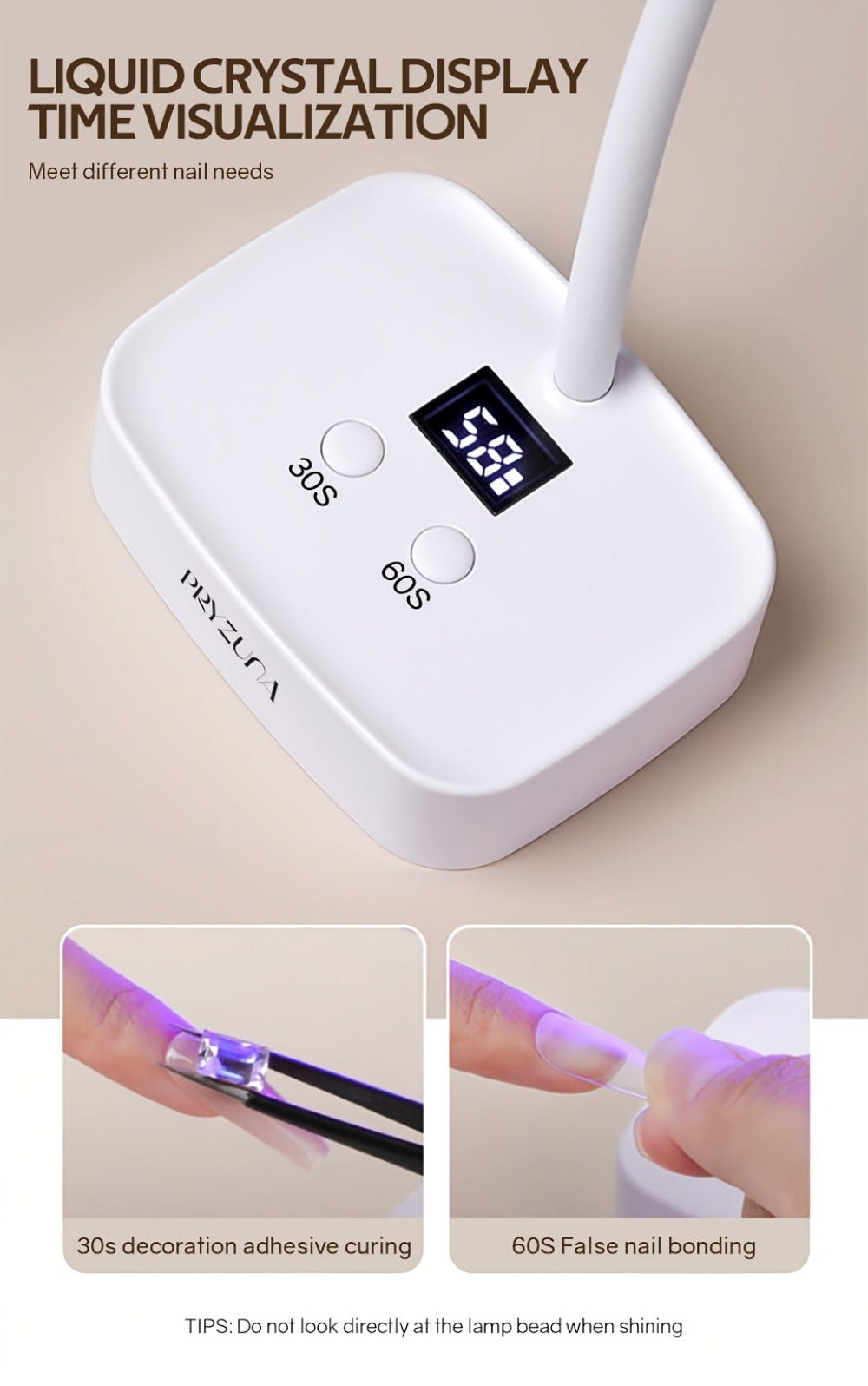 Blue Light Rechargeable Desktop Nail Lamp with Smart Sensor, 360° Adjustable & Portable, Includes 30s/60s Timer, Suitable for All Gel Nails – Salon and Home Use