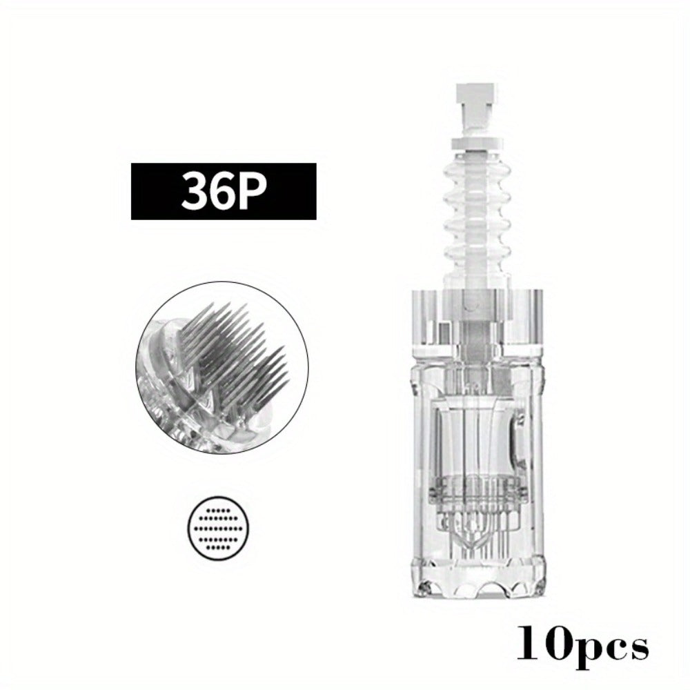 Microneedling Pen Cartridges 10-Pack 36-Pin 0.25mm Replacement Needle Cartridges for Dr Pen A10 Compatible 12 24 36 42 Pin Nano Tips