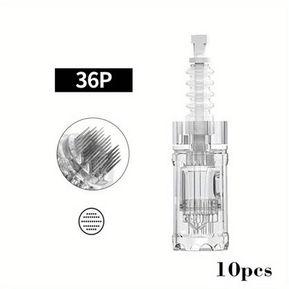 Microneedling Pen Cartridges 10-Pack 36-Pin 0.25mm Replacement Needle Cartridges for Dr Pen A10 Compatible 12 24 36 42 Pin Nano Tips