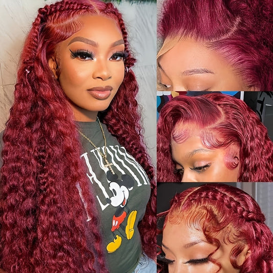 Red Curly Lace Front Wig Red 13x4 HD Lace Front Wig Premium Curly Hairpiece for Women with 13x4 Transparent Lace Frontal Wig Deep Part Loose Curly Bright Red Lace Front Wigs Deep Curly Wet and Wavy Glueless Lace Wig 180% Density Colored Wigs