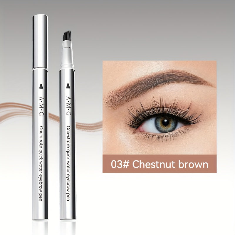 Eyebrow Pencil & Hairline Pen with Dense Brush - Waterproof Sweat-Proof Long-Lasting, 2-in-1 Natural Brow & Hairline Definition, Hair-Stroke Finish, Black Tea Grayish-Brown Chestnut Brown