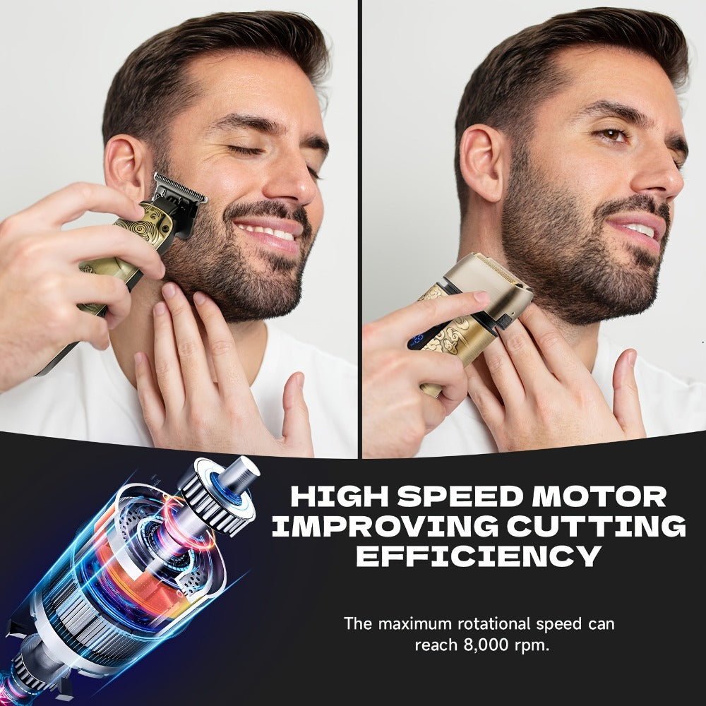 Foil Shaver for Men — Electric Razor, Beard & Mustache Trimmer, Cordless Head Shaver for Bald Men | Barber Shears Haircutting Kit | Father's Day Gift for Dad
