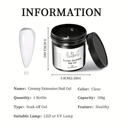Building Nail Gel Kit 3pcs 100g Clear Creamy Nail Extension Gel Hard Construction Gel for Nail Strengthening Lengthening and Manicure UV LED Nail Builder Gel Set