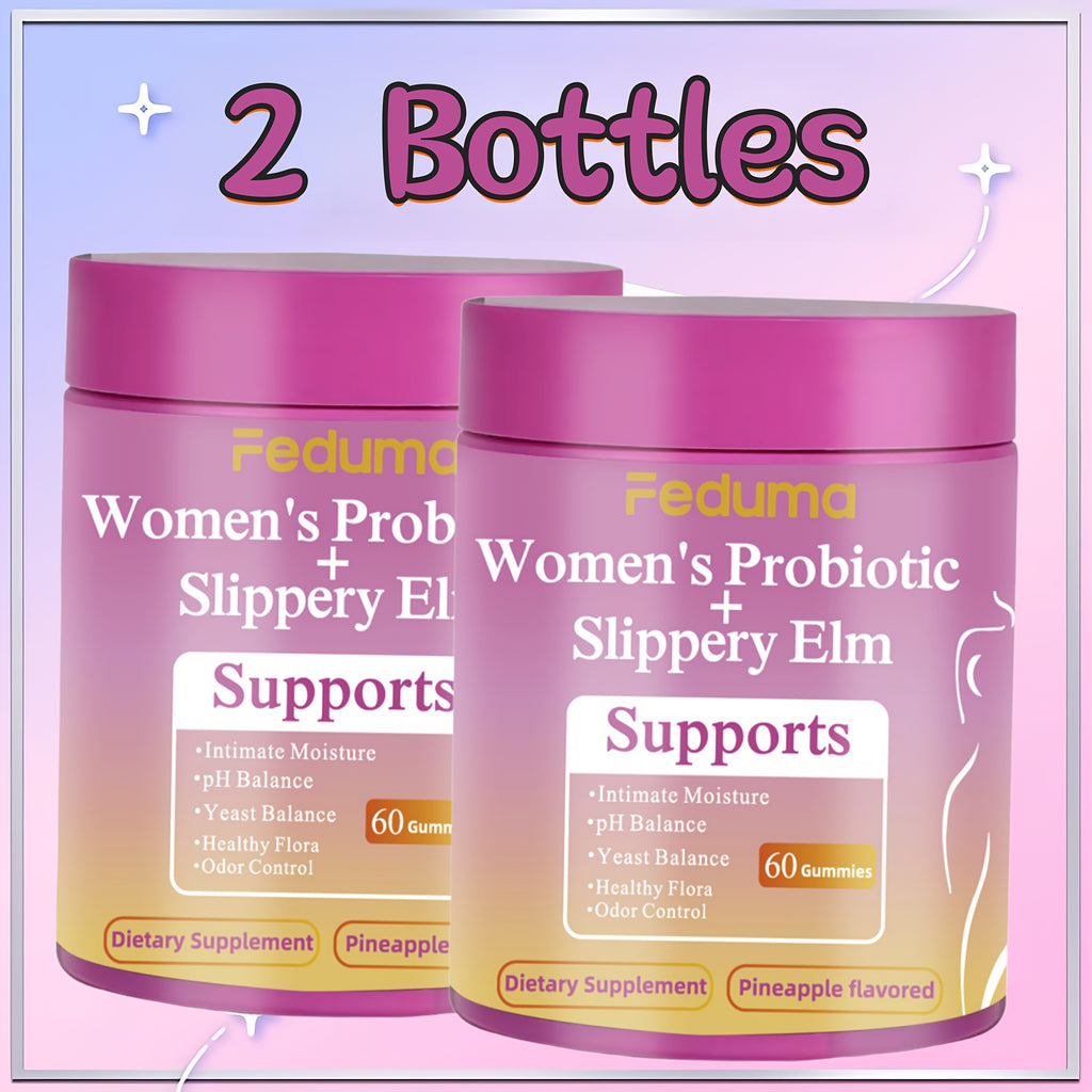 [Probiotic Gummies] 1/2 Bottle, Package-60 Gummies/80 Gummies, Feduma Women's Probiotic Gummies Her Juicy Blend of Slippery Elm for Intimate Moisture, Odor Control, And Healthy Flora, 60 Pineapple, Flavored Gummies!