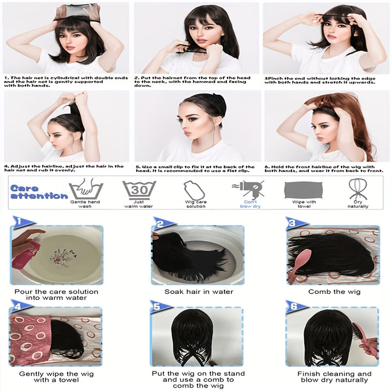 12-inch Light Brown Bangs Ladies Wig-daily Wear And Party Animation Role-playing Wig