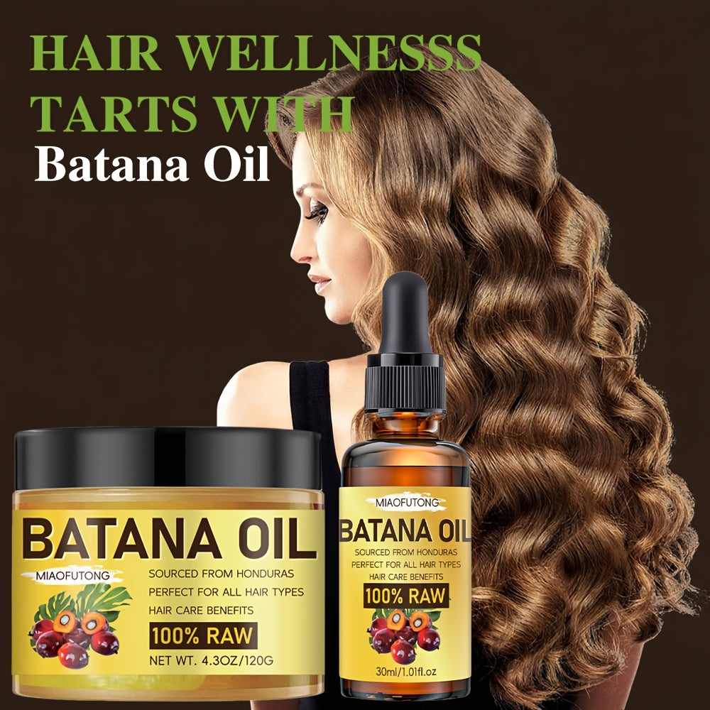2pcs Batana Oil And Batana Essential Oil, Natural Honduran Hair Care Oil, Soft And Moisturizing Hair Care, Increase Hair Shine, Suitable for Dry And Damaged Hair, Make Hair Healthier, More Refreshed And Stronger