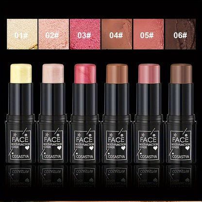 3-in-1 Makeup Stick Set 6pcs — Blush, Eye Shadow & Highlighter Stick, Waterproof Long-Lasting, Moisturizing Pink & Brown Shades, Multi-Use Color Correcting for All Skin Tones