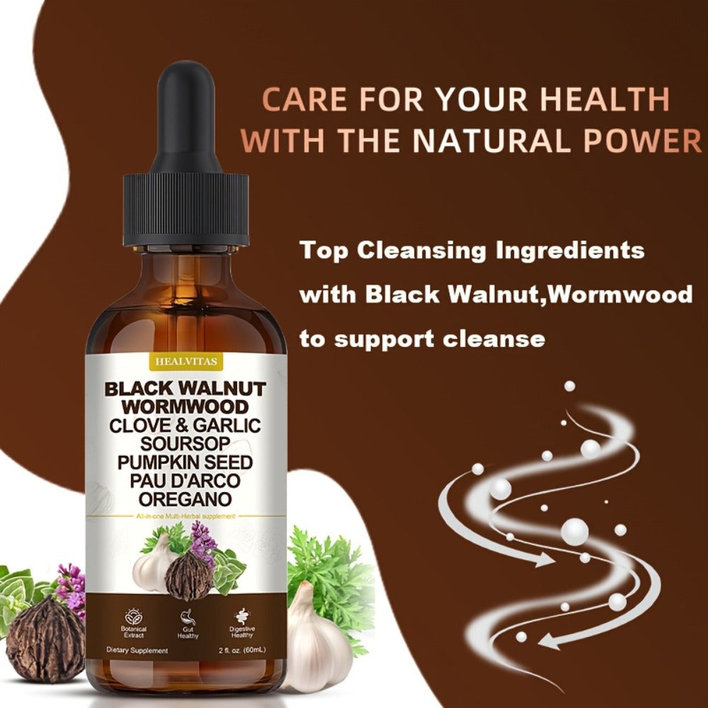 [Gut Health Supplement] Black Walnut Wormwood Tincture-All-In-One Multi-Herbal Drop, with Oregano Garlic & Berberine, Soursop|Support Colon Health, Gut Health, Digestive Health|Gut Health Supplement|Advanced Herbal Formula|Gut-Friendly, 2fl.oz