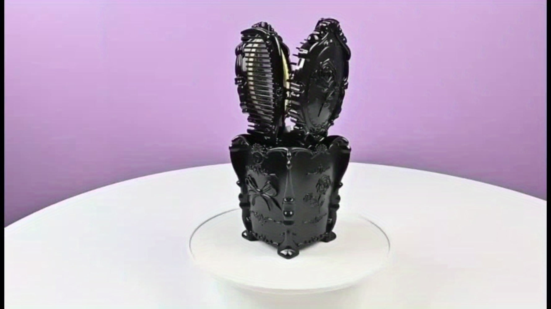 Black Mirror Comb Set, Scalp Massage Hairbrush with Mirror, Retro Hair Comb, Makeup Hair Comb