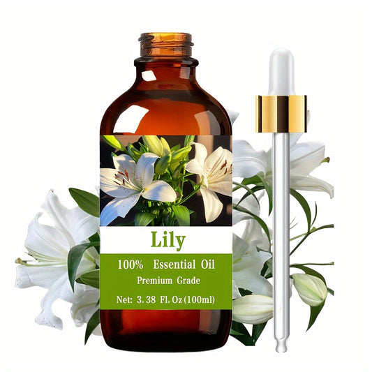 Lily Essential Oil, 100ml/3.38 Fl.Oz, 100% Pure Care Grade For Nail, Hair & Skin Care, Massage, Moisturizing Massage Essential Oil For Men & Women, Meditation Gift, Perfect Christmas Gift