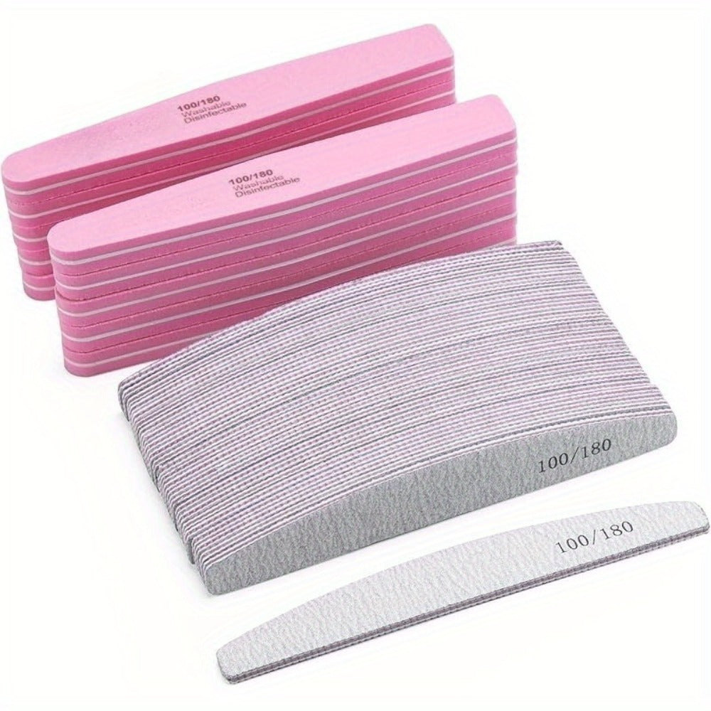 20/35pcs Professional Nail Files & Buffers - Heavy//Dusk/Dinner Bell (100/180 Grit) Double-Sided Sanding Boards, Reusable Polishable Blocks for Manicure, Pedicure - Suitable for & Salon Use, Non-Removable Abrasive Faces