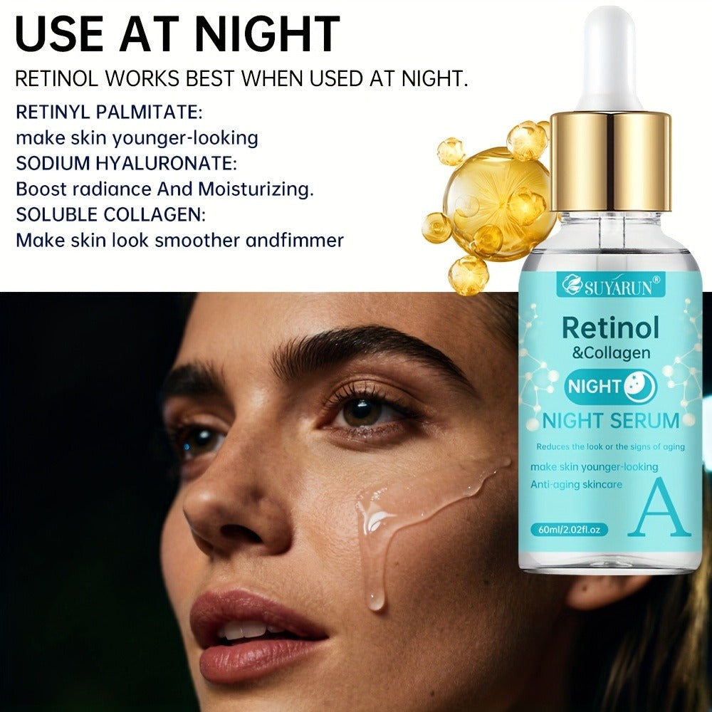 SUYARUN 4pcs Day And Night Vitamin C Retinol Hyaluronic Acid Cherry Blossom Ceramide Serum Set, with Collagen Aloe And Niacinamide, Brightens Light Beige, Firms Skin, Deeply Hydrates And Evens Light Beige. Unisex. Nourishing And Moisturizing