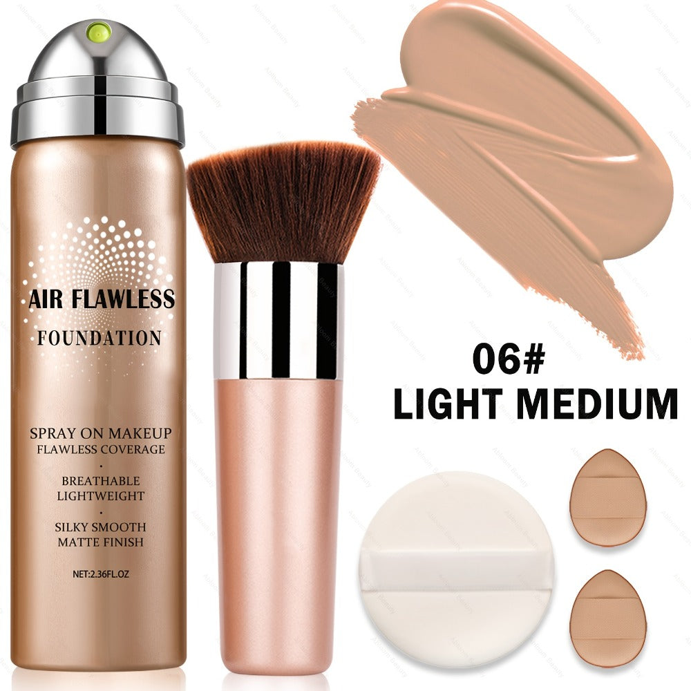 Liquid Foundation Spray - Silky Mist Magic Minerals Formula, Flawless Full Coverage Setting Spray Foundation for Mature & All Skin Types | 8 Shades from Natural to Tan | Lightweight Matte Finish