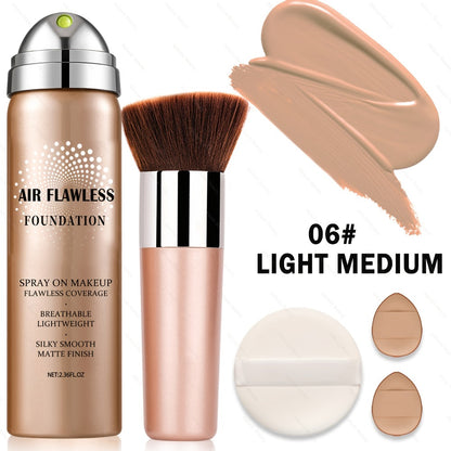 Liquid Foundation Spray - Silky Mist Magic Minerals Formula, Flawless Full Coverage Setting Spray Foundation for Mature & All Skin Types | 8 Shades from Natural to Tan | Lightweight Matte Finish