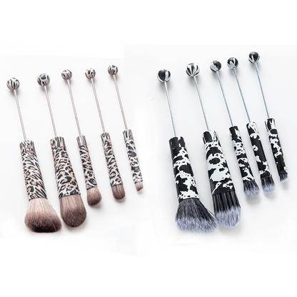 Beadable Makeup Brushes Set 10Pcs DIY Colorful Polyester Bristles ABS Handle Eye Shadow Concealer Cosmetic Brushes Holiday Gift for Women Girls Multiple Color Options