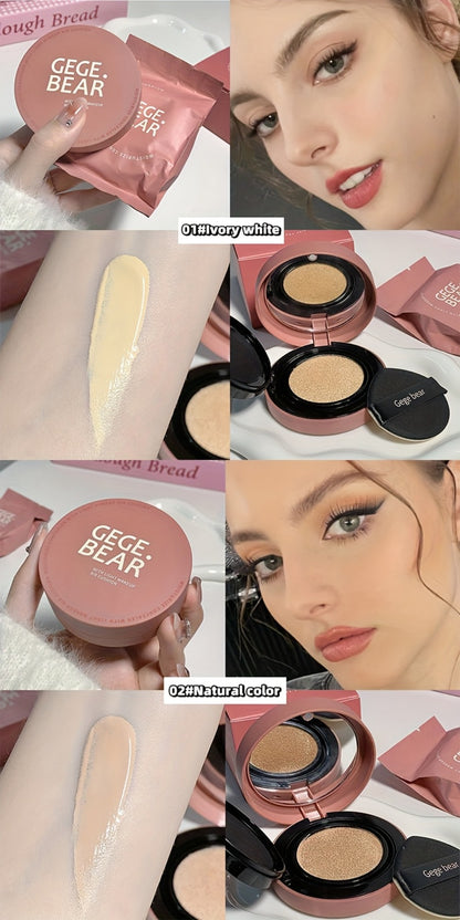Cushion BB Foundation Cream with Replacement Core - Waterproof Oil Control Invisible Pore Coverage, Moisturizing Lightweight Formula, Buildable Natural Finish for All Skin Types, Ivory White