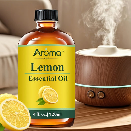 4.06oz Lemon Essential Oils, Natural Plant Peppermint Frankincense Essential Oils For Hair And Skin, Massage, Humidifiers, Home Diffusers, Soaps, Scented Candle Making - Local Warehouse- Mother'S Day Gift