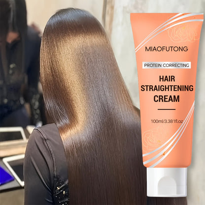 Hair Straightening Cream Protein Formula - Moisturizing Smoothing Deep Hydration Frizz Control, Strengthens All Hair Types, Non-Greasy Lightweight Texture, Salon-Quality Results at Home, 100g