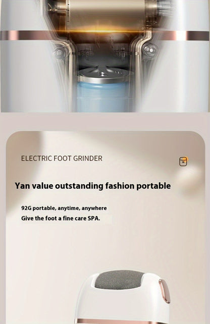 Electric Foot Grinder Rechargeable 3 Grinding Heads 2 Speed Settings USB Charging Portable Callus Remover for Cracked Dry Skin Dead Skin Removal Pedicure Tool