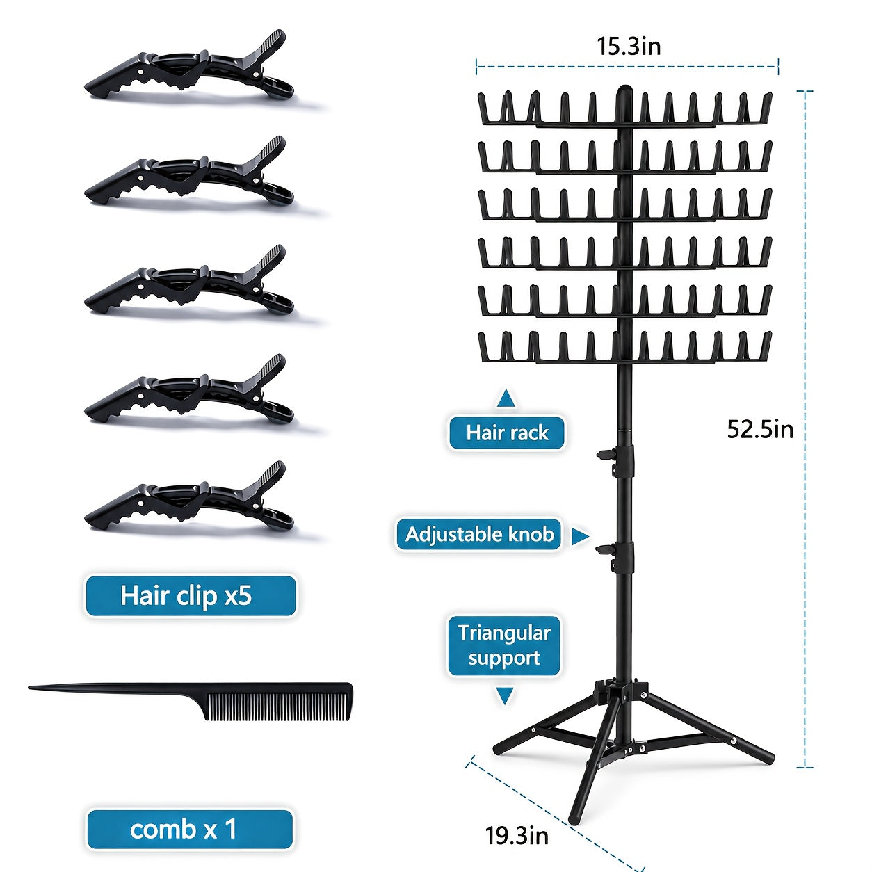 [Hair Extension Holder] Braiding Hair Rack Standing Hair Extension Holder Hanger, 144 Pegs Hair Divider Rack For Braiding Hair Separator Stand Display Stand