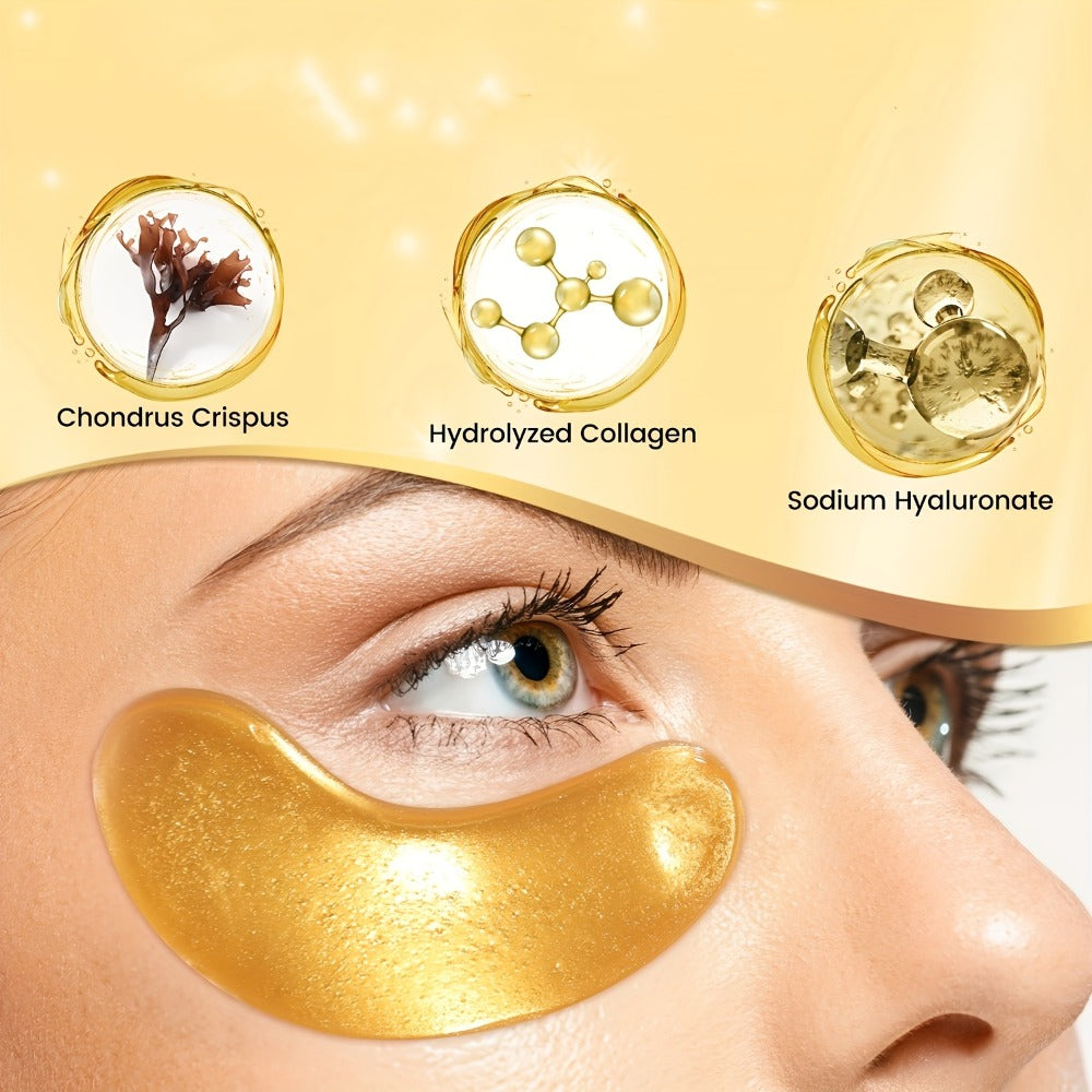 24 Pairs Of Golden Eye Masks, Collagen Skin Care Products, Glycerin And Moisturizing Ingredients, Protect The Skin's Moisture Barrier And Look Refreshed, Eye Patches, Suitable for Wedding Party Gifts, Valentine's Day Gifts, Must-have