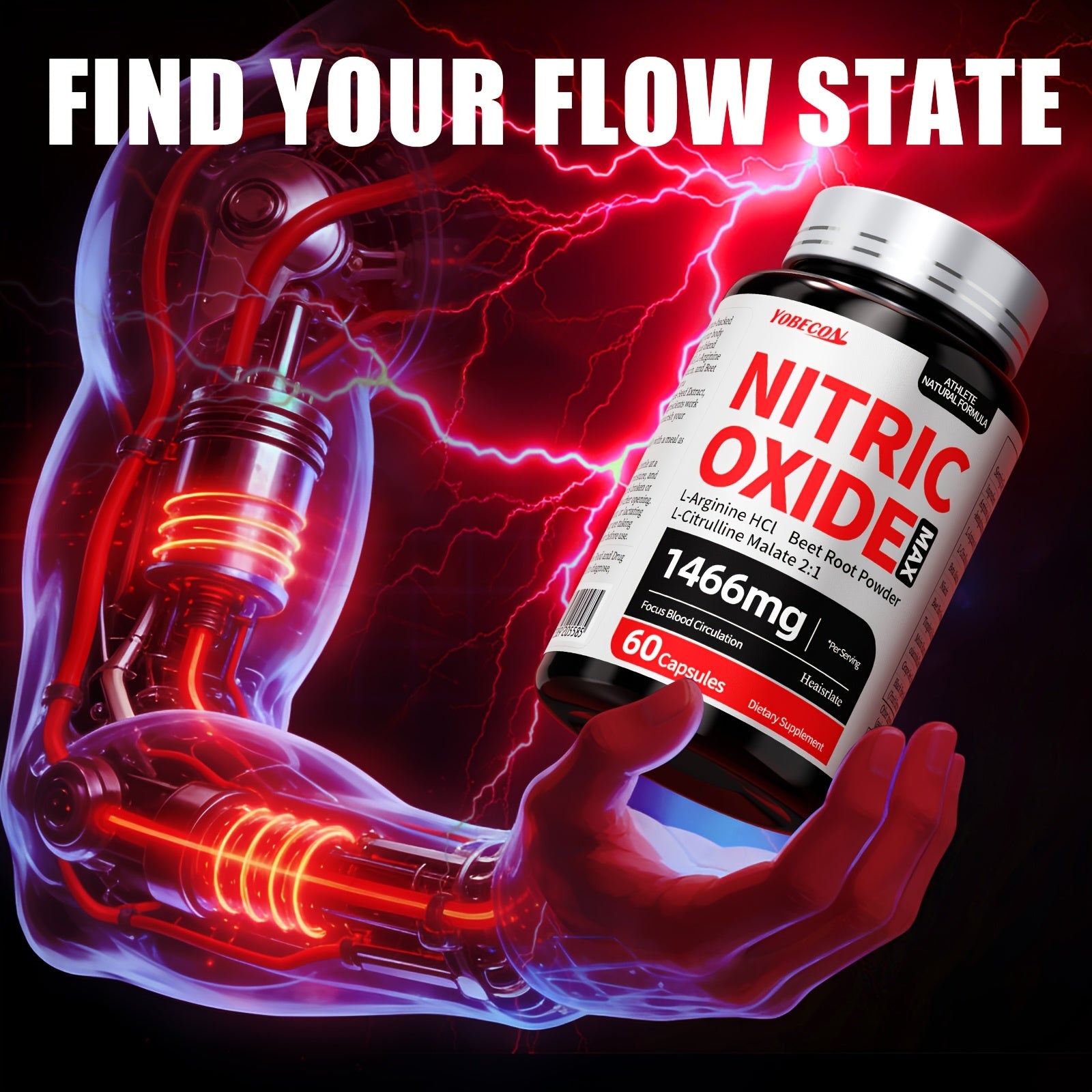 Maximum Load 10-in-1 Nitric Oxide Supplement, Containing 1466 for MG AAKG, L-arginine, L-citrulline, Beetroot, Suitable As A Christmas Gift, Applicable for Office Workers, Fitness Enthusiasts, Adults, Men And Women