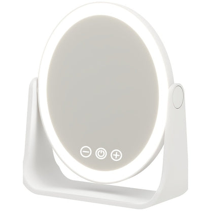 LED Makeup Mirror Folding with Touch Screen - USB Rechargeable Portable Vanity Mirror, Tri-Color Dimmable Lighting, Travel Desk Tabletop Use, Square or Round, Pink or White