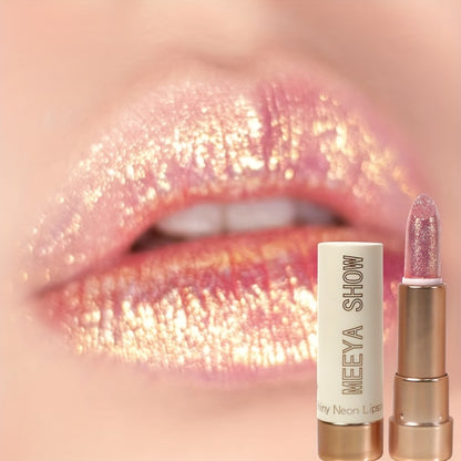 Glitter Shimmer Lipstick Set 3Pcs Pearlescent Pinkish Golden Creamy Lip Gloss Glossy Sparkle Lip Makeup for Party Stage Cosplay Valentine's Day Gift for Women