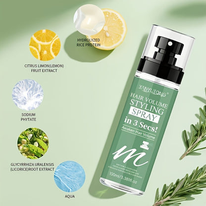 Hair Volumizing Spray 100ml Lightweight Oil-Free Texturizing Long-Lasting Lift Hold Moisturizing Hydrating Gentle Non-Irritating Fast-Acting Styling Spray for Fine Flat Soft Hair Men Women