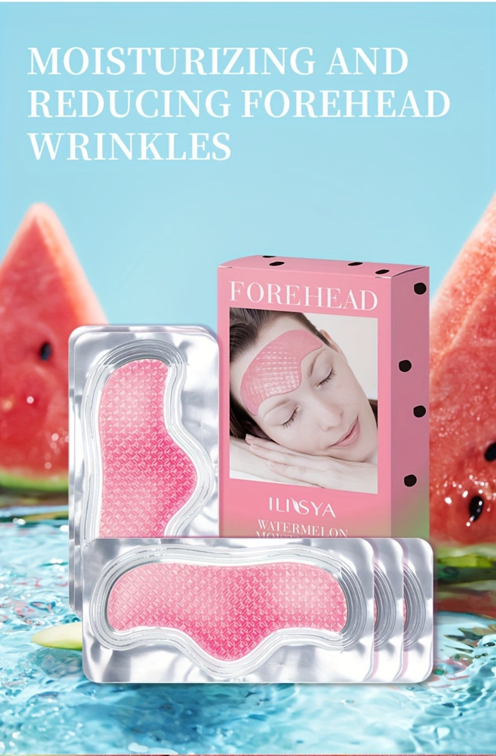 Forehead Patches Watermelon Caffeine Collagen Niacinamide Ultra Hydrating Moisturizing Nourishing Tender Skin Daily Facial Care 15pcs