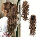 Elegant Curly Wave Ponytail Extension - Synthetic Heat-Resistant Hairpiece for Women, Dark Brown to Blonde Gradient, Voluminous Scroll Curls, Perfect for Daily Wear & Special Occasions