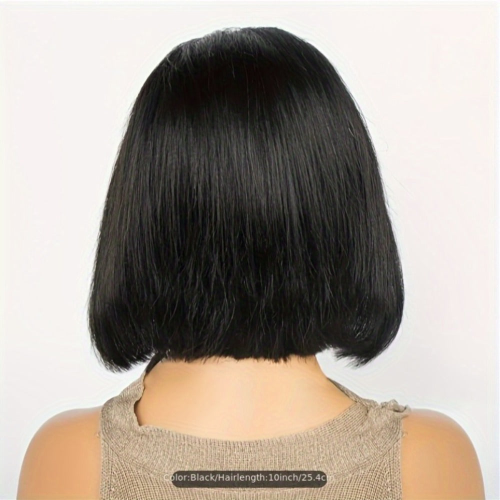 Bob Wig Human Hair 4x4 HD Lace Closure Glueless Short Straight Bob Pre Plucked Pre Cut Lace Put On and Go Natural Black Natural Hairline Women 8 10 12 14 Inch