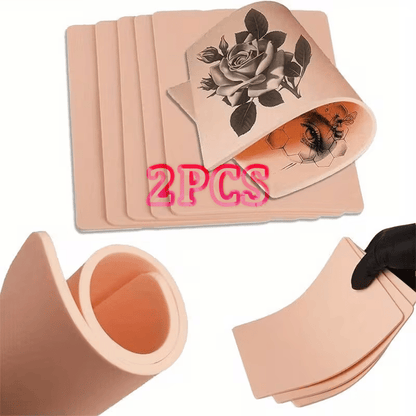 Tattoo Practice Skin Silicone — Double-Sided Flexible Fake Skin, 1mm Thickness, Simulates Real Skin Curvature, for Tattoo Artists & Beginners, Eyebrows & Lips PMU Training