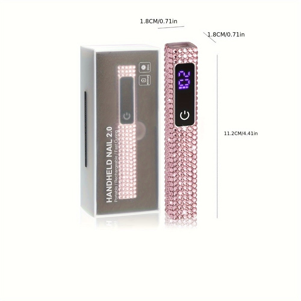 LCD Screen Handheld Nail Lamp 8X Fast Curing LED Light Visual Timer Touch Screen Gel Nail Lamp Cordless Nail Dryer, Suitable for Home Salon